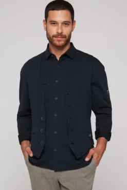 Herren CAMP DAVID & SOCCX Anzugweste aus diagonalem Jersey blue navy
