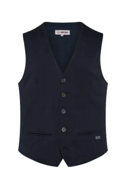 Herren CAMP DAVID & SOCCX Anzugweste aus diagonalem Jersey blue navy