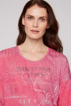 Damen CAMP DAVID & SOCCX Ausbrenner-Shirt mit Artwork pinky red