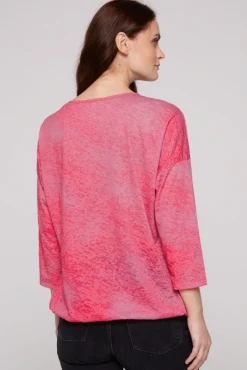 Damen CAMP DAVID & SOCCX Ausbrenner-Shirt mit Artwork pinky red