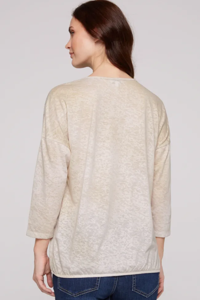 Damen CAMP DAVID & SOCCX Ausbrenner-Shirt mit Artwork stone beige