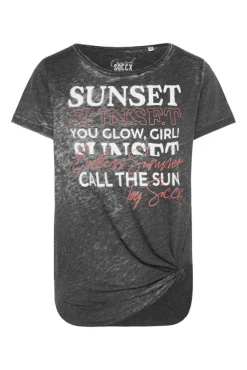 Damen CAMP DAVID & SOCCX Ausbrenner-T-Shirt mit Frontprint