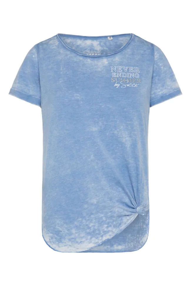 Damen CAMP DAVID & SOCCX Ausbrenner-T-Shirt mit Rücken-Print airy blue