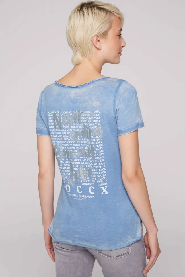 Damen CAMP DAVID & SOCCX Ausbrenner-T-Shirt mit Rücken-Print airy blue