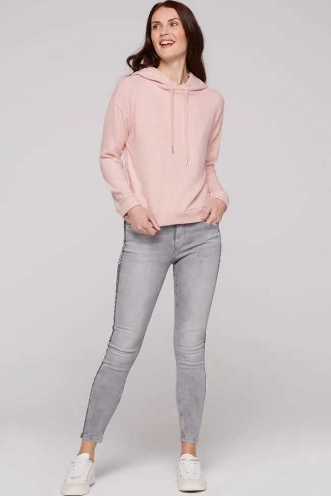 Damen CAMP DAVID & SOCCX Basic Hoodie aus Flauschstrick rose blush