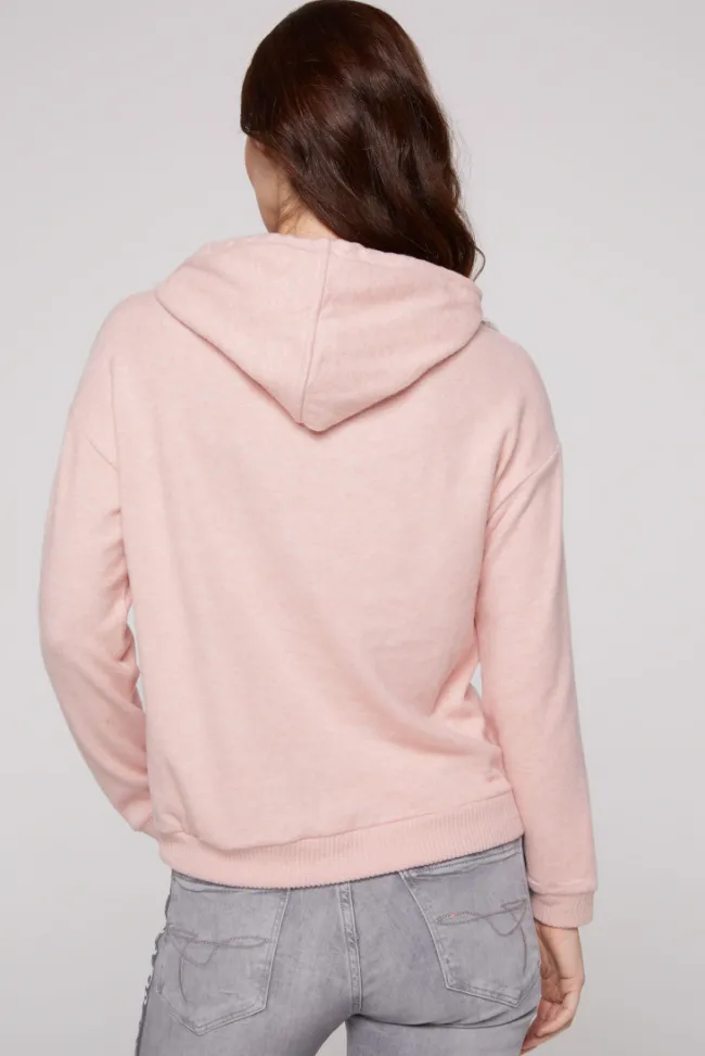 Damen CAMP DAVID & SOCCX Basic Hoodie aus Flauschstrick rose blush