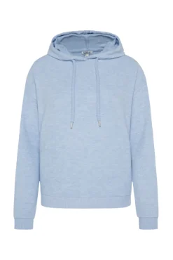 Damen CAMP DAVID & SOCCX Basic Hoodie aus Flauschstrick cool blue