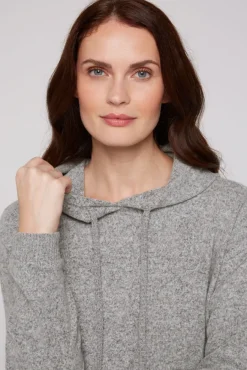 Damen CAMP DAVID & SOCCX Basic Hoodie aus Flauschstrick grey melange