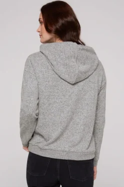 Damen CAMP DAVID & SOCCX Basic Hoodie aus Flauschstrick grey melange