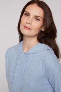 Damen CAMP DAVID & SOCCX Basic Hoodie aus Flauschstrick cool blue