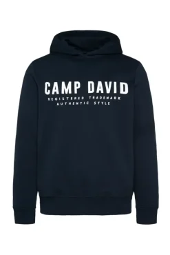 Herren CAMP DAVID & SOCCX Basic Hoodie mit Logo Print blue navy