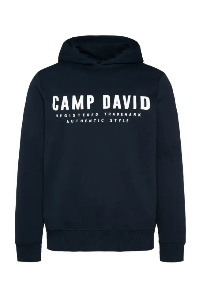 Herren CAMP DAVID & SOCCX Basic Hoodie mit Logo Print blue navy