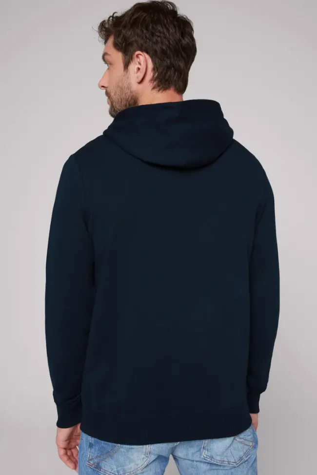 Herren CAMP DAVID & SOCCX Basic Hoodie mit Logo Print blue navy