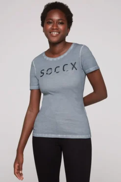 Damen CAMP DAVID & SOCCX Basic Logo T-Shirt Oil Dyed cold grey