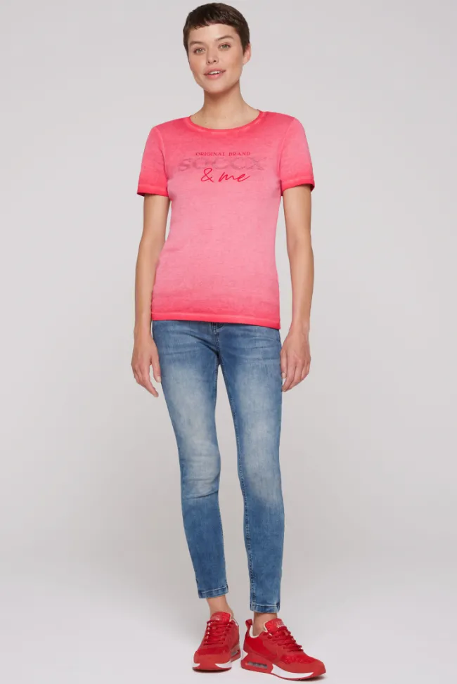 Damen CAMP DAVID & SOCCX Basic Logo T-Shirt Oil Dyed clear red