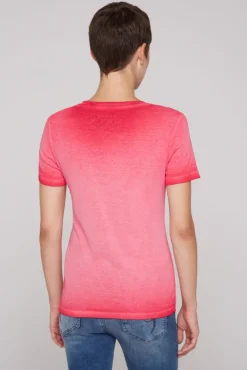 Damen CAMP DAVID & SOCCX Basic Logo T-Shirt Oil Dyed clear red