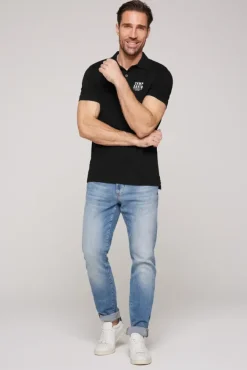 Herren CAMP DAVID & SOCCX Basic Pikee-Polo mit Logo-Stickerei