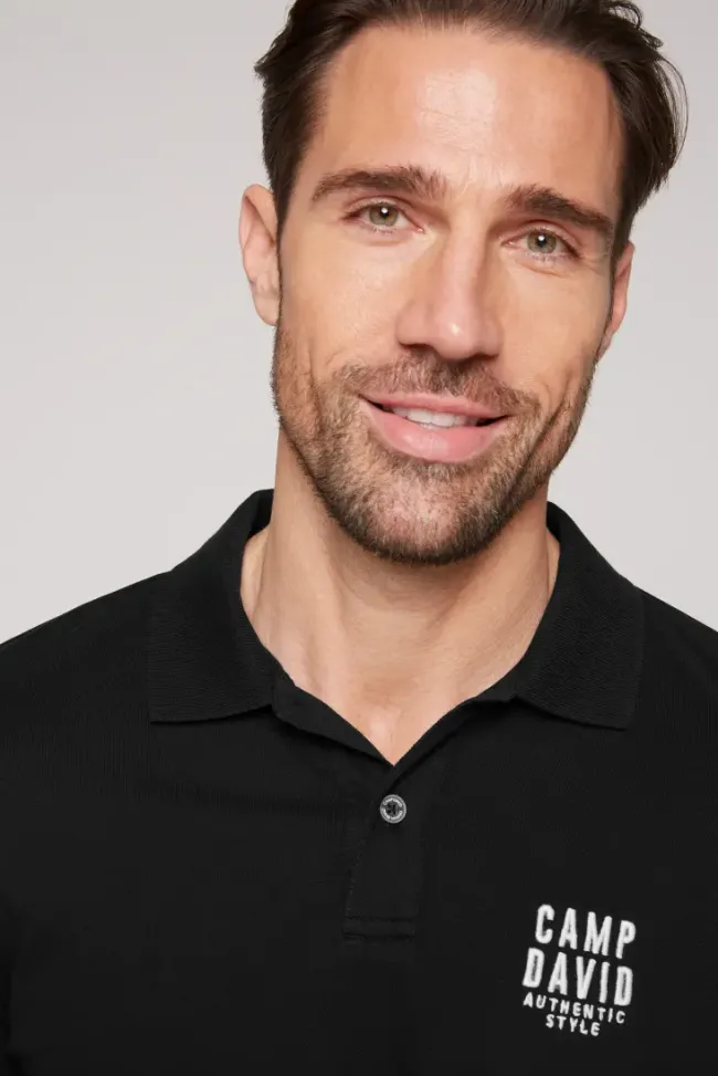 Herren CAMP DAVID & SOCCX Basic Pikee-Polo mit Logo-Stickerei