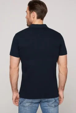 Herren CAMP DAVID & SOCCX Basic Pikee-Polo mit Logo-Stickerei blue navy