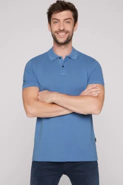 Herren CAMP DAVID & SOCCX Basic Pikee-Polo mit Trikotkragen sky blue