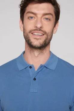 Herren CAMP DAVID & SOCCX Basic Pikee-Polo mit Trikotkragen sky blue