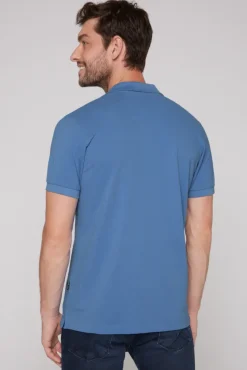 Herren CAMP DAVID & SOCCX Basic Pikee-Polo mit Trikotkragen sky blue