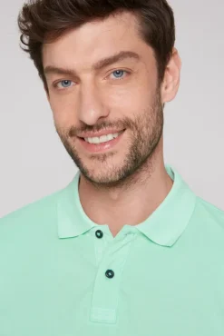 Herren CAMP DAVID & SOCCX Basic Pikee-Polo mit Trikotkragen sun aqua