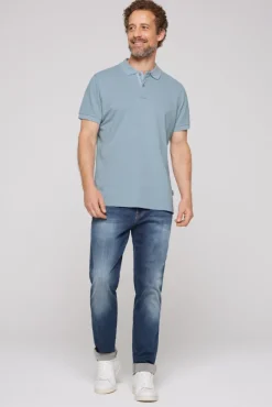 Herren CAMP DAVID & SOCCX Basic Pikee-Polo mit Trikotkragen new blue
