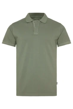 Herren CAMP DAVID & SOCCX Basic Pikee-Polo mit Trikotkragen green olive