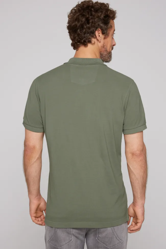 Herren CAMP DAVID & SOCCX Basic Pikee-Polo mit Trikotkragen green olive