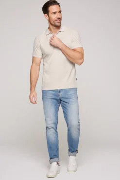Herren CAMP DAVID & SOCCX Basic Pikee-Polo mit Trikotkragen light cappuccino