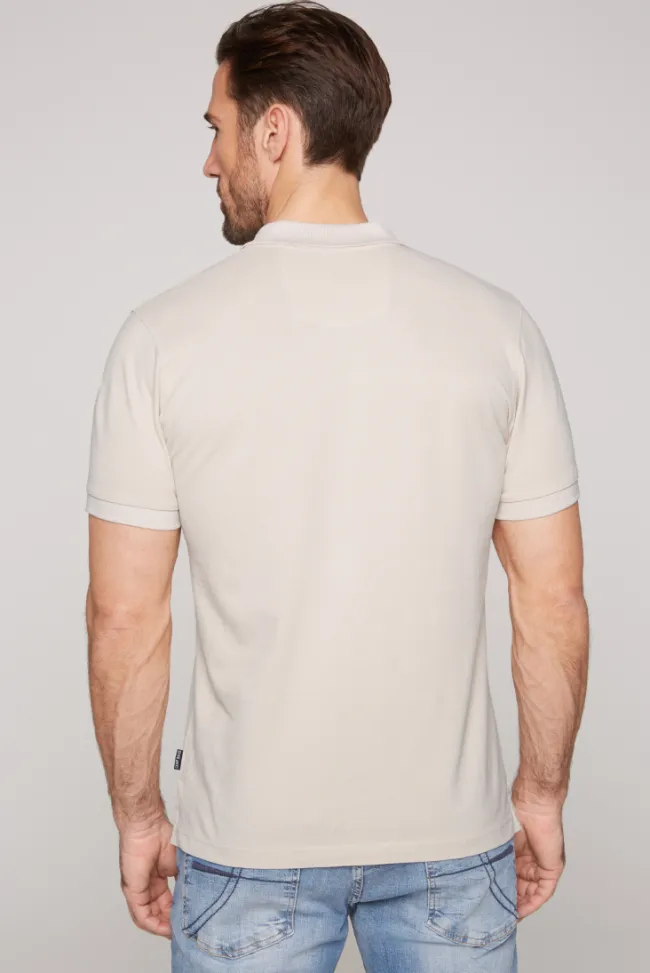Herren CAMP DAVID & SOCCX Basic Pikee-Polo mit Trikotkragen light cappuccino