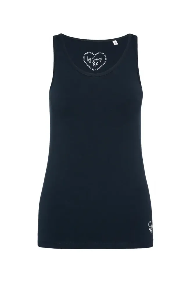 Damen CAMP DAVID & SOCCX Basic Top mit Mini Logo Print blue navy