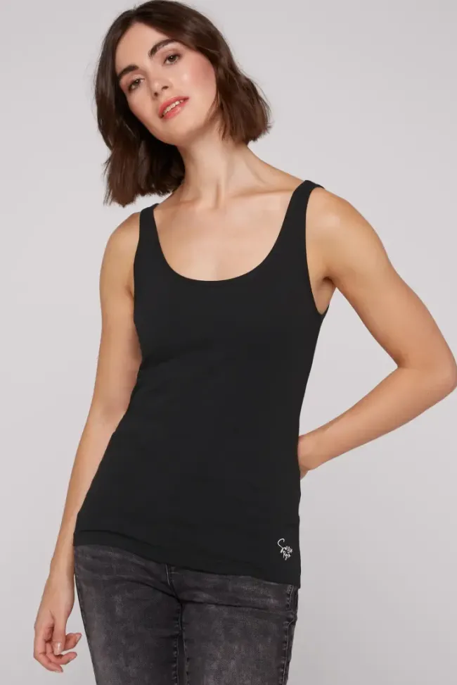 Damen CAMP DAVID & SOCCX Basic Top mit Mini Logo Print