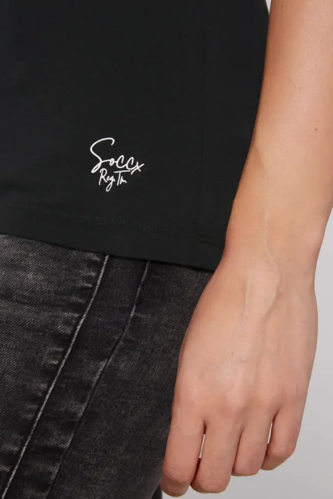 Damen CAMP DAVID & SOCCX Basic Top mit Mini Logo Print