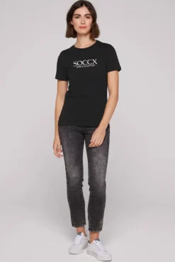 Damen CAMP DAVID & SOCCX Basic T-Shirt mit Logo Print