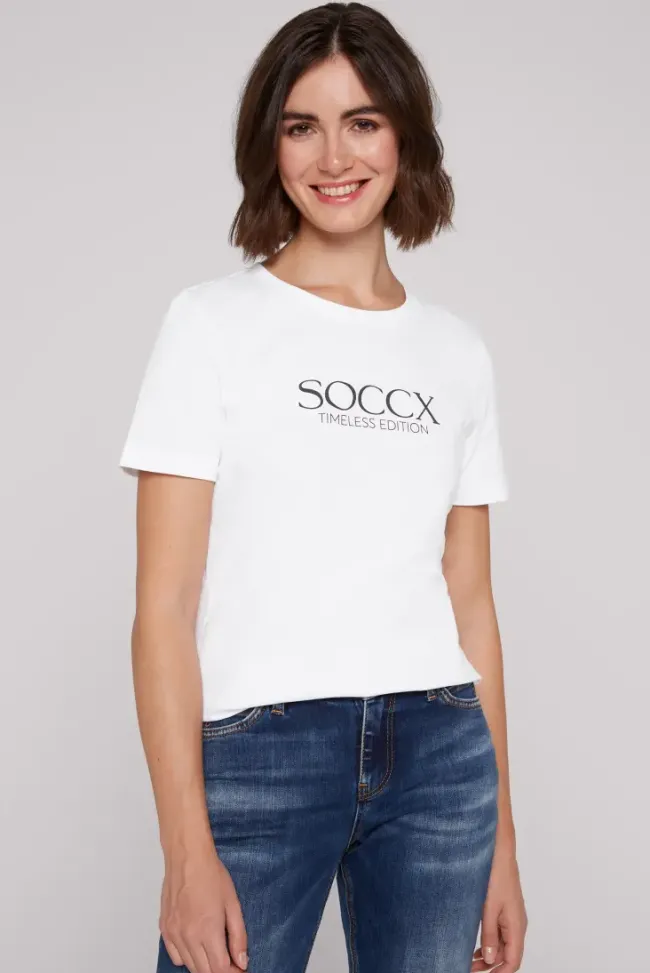 Damen CAMP DAVID & SOCCX Basic T-Shirt mit Logo Print