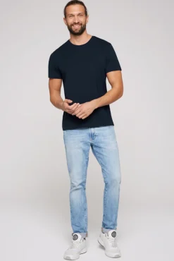 Herren CAMP DAVID & SOCCX Basic T-Shirt mit Rundhalsausschnitt, Doppelpack blue navy / blue navy
