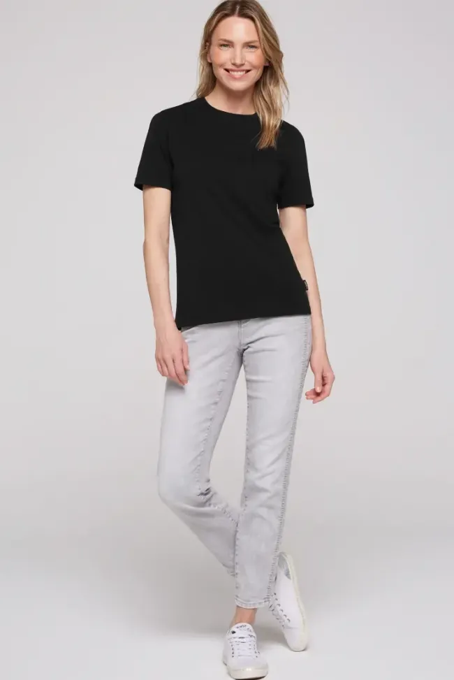 Damen CAMP DAVID & SOCCX Basic T-Shirt mit Rundhalsausschnitt