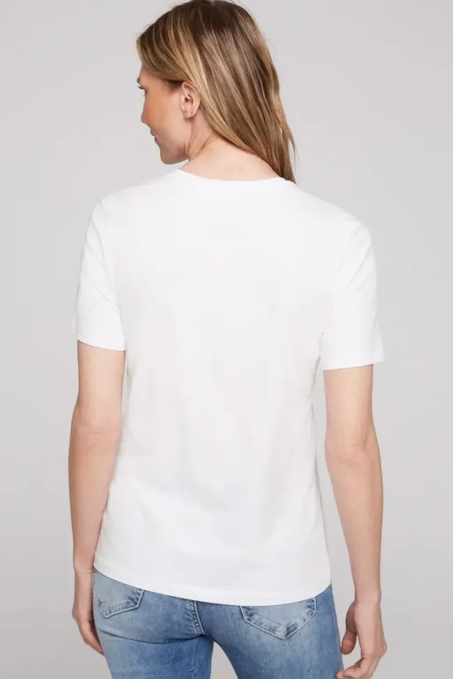 Damen CAMP DAVID & SOCCX Basic T-Shirt mit Rundhalsausschnitt