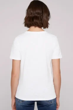 Damen CAMP DAVID & SOCCX Basic T-Shirt mit V-Ausschnitt und Logo