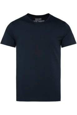 Herren CAMP DAVID & SOCCX Basic T-Shirt mit V-Neck, Doppelpack blue navy / blue navy