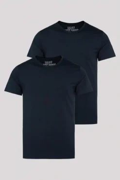 Herren CAMP DAVID & SOCCX Basic T-Shirt mit V-Neck, Doppelpack blue navy / blue navy