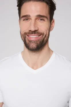 Herren CAMP DAVID & SOCCX Basic T-Shirt mit V-Neck, Doppelpack optic white / optic white