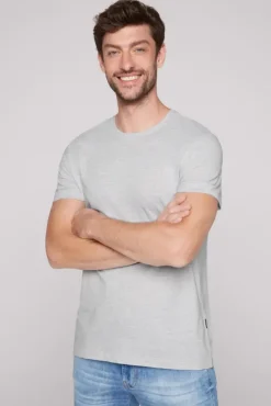 Herren CAMP DAVID & SOCCX Basic T-Shirt Rundhals 2er-Pack grey melange