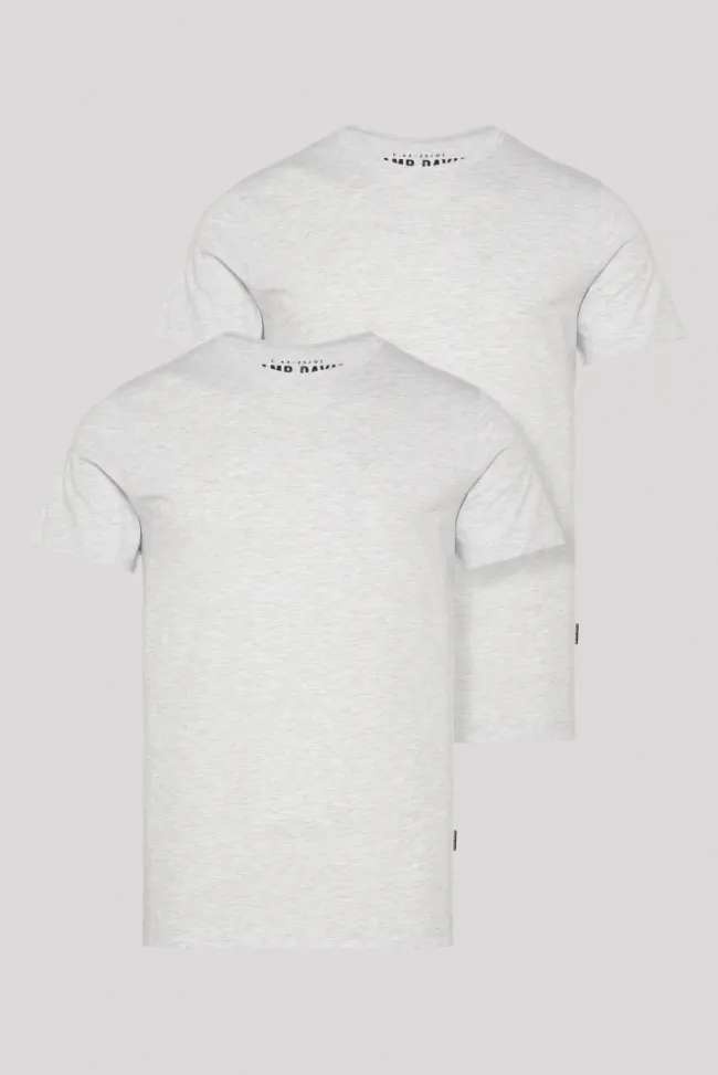 Herren CAMP DAVID & SOCCX Basic T-Shirt Rundhals 2er-Pack grey melange