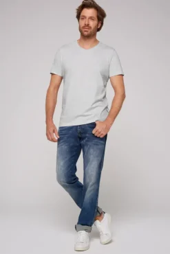 Herren CAMP DAVID & SOCCX Basic T-Shirt V-Neck 2er-Pack grey melange