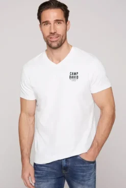 Herren CAMP DAVID & SOCCX Basic T-Shirt V-Neck mit Logo Print