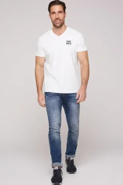 Herren CAMP DAVID & SOCCX Basic T-Shirt V-Neck mit Logo Print