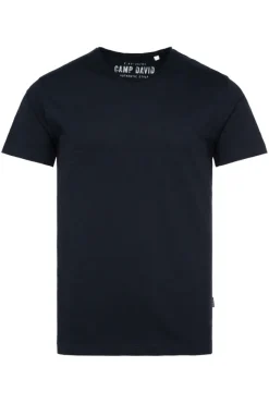 Herren CAMP DAVID & SOCCX Basic T-Shirt V-Neck mit Used-Kante blue navy